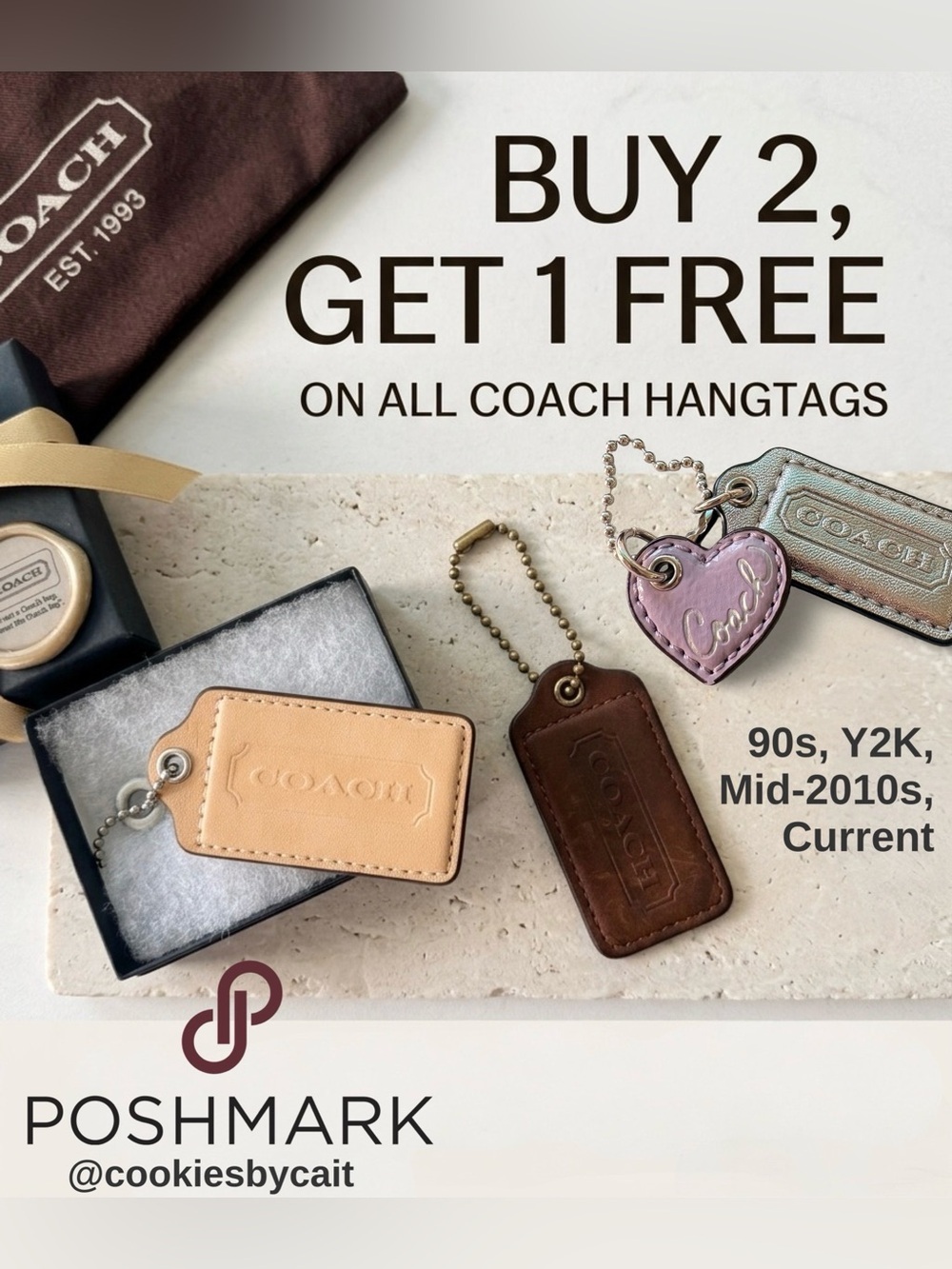 🏷️ Buy 2 Get 1 FREE Coach Hang Tag Bag Charm Hangtag Keyfob Replacement